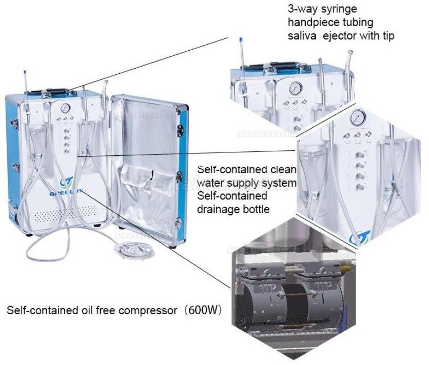 Greeloy® GU-P204S unité (cart) dentaire portable avec compresseur d'Air